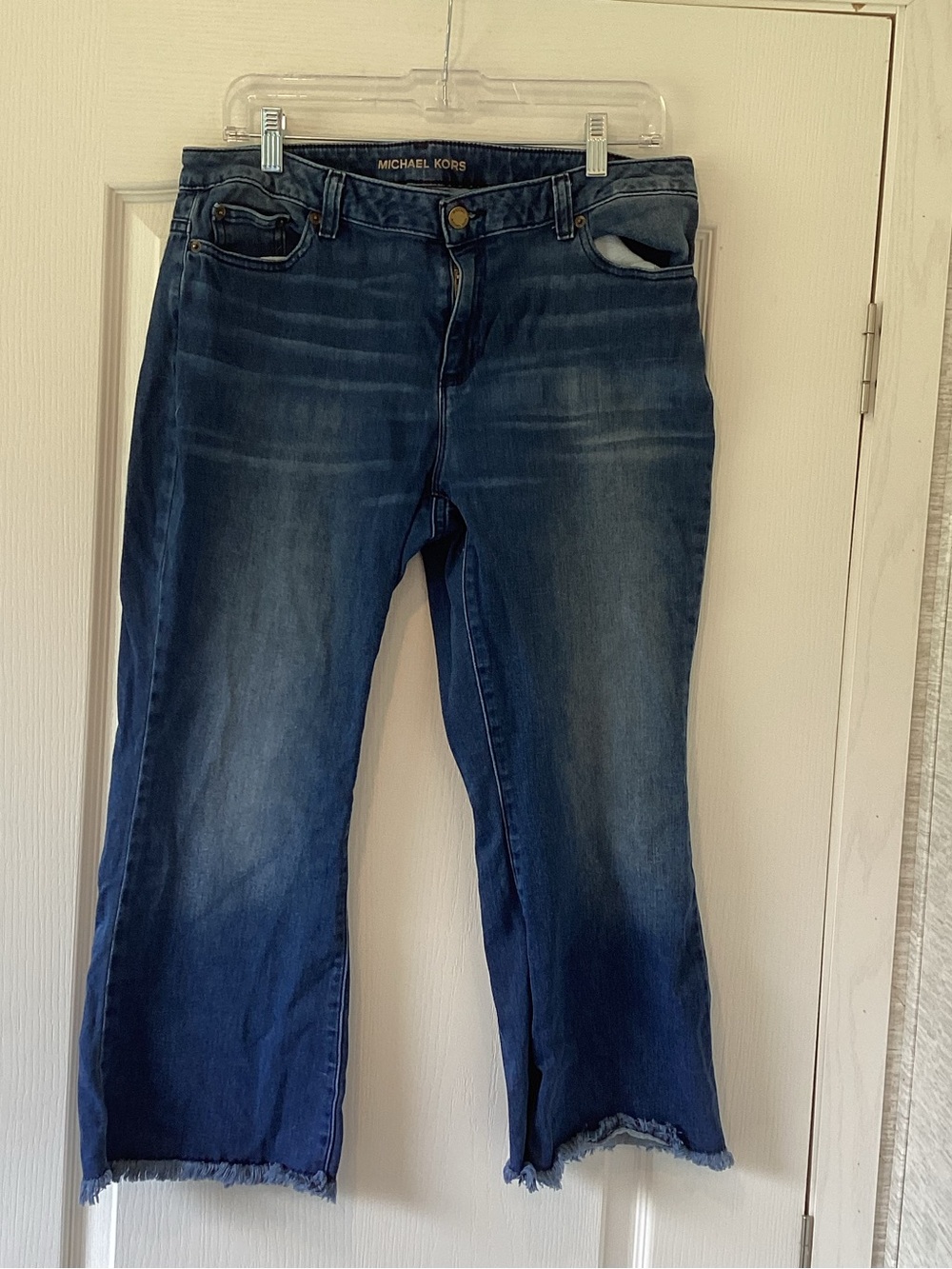 Michael Kors Women's Mid Wash Cropped Frayed Hem Jeans 10 Euc